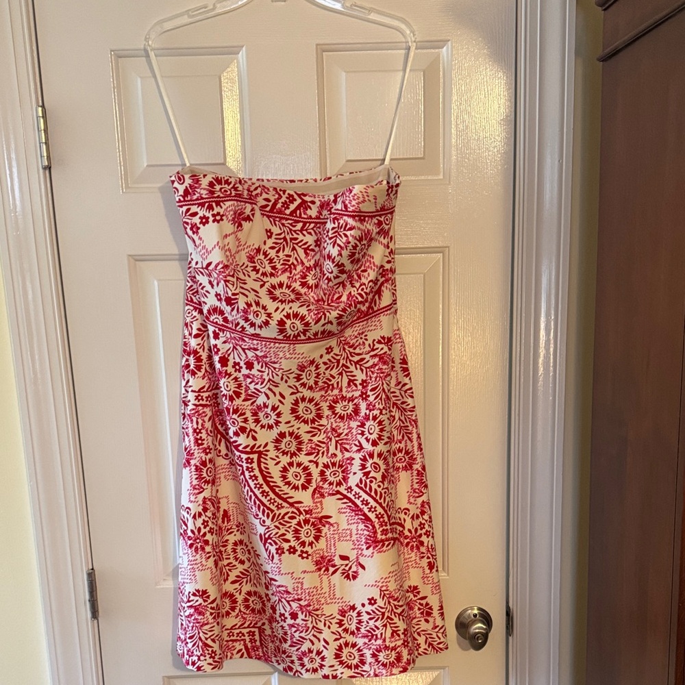 Liz Claiborne Strapless Dress in Red and Cream